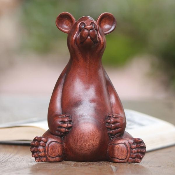 Alternate image for Handmade Suar Wood Sculpture of a Bear from Bali Honey Bear