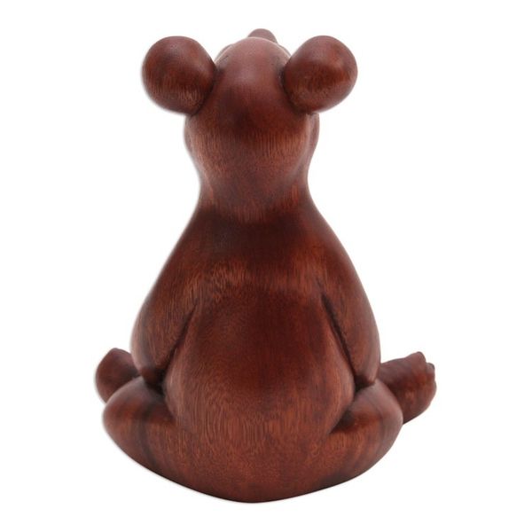 Alternate image for Handmade Suar Wood Sculpture of a Bear from Bali Honey Bear