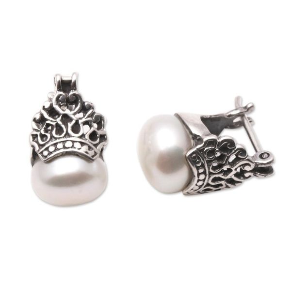 Alternate image for Cultured Pearl Drop Earrings Crafted in Bali Sukawati Crowns