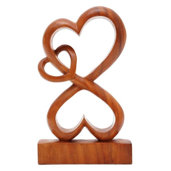 Alternate image for Handmade Heart Shaped Wood Sculpture Love Blossoms