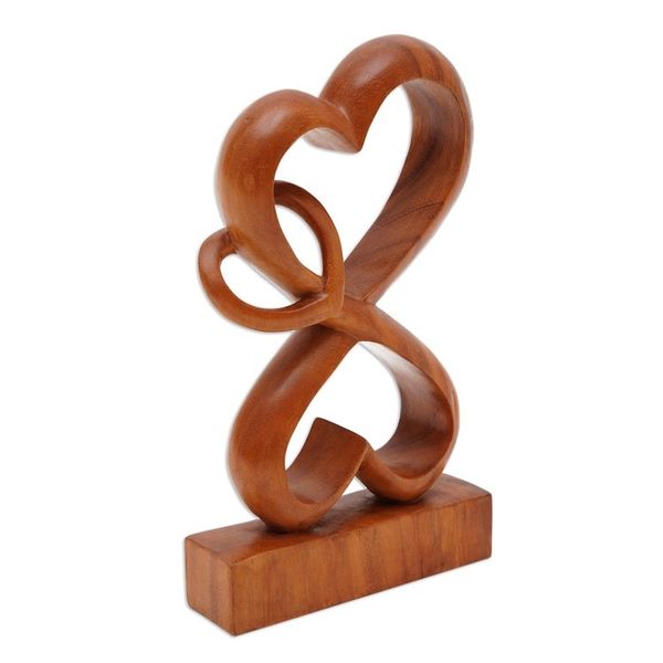 Alternate image for Handmade Heart Shaped Wood Sculpture Love Blossoms