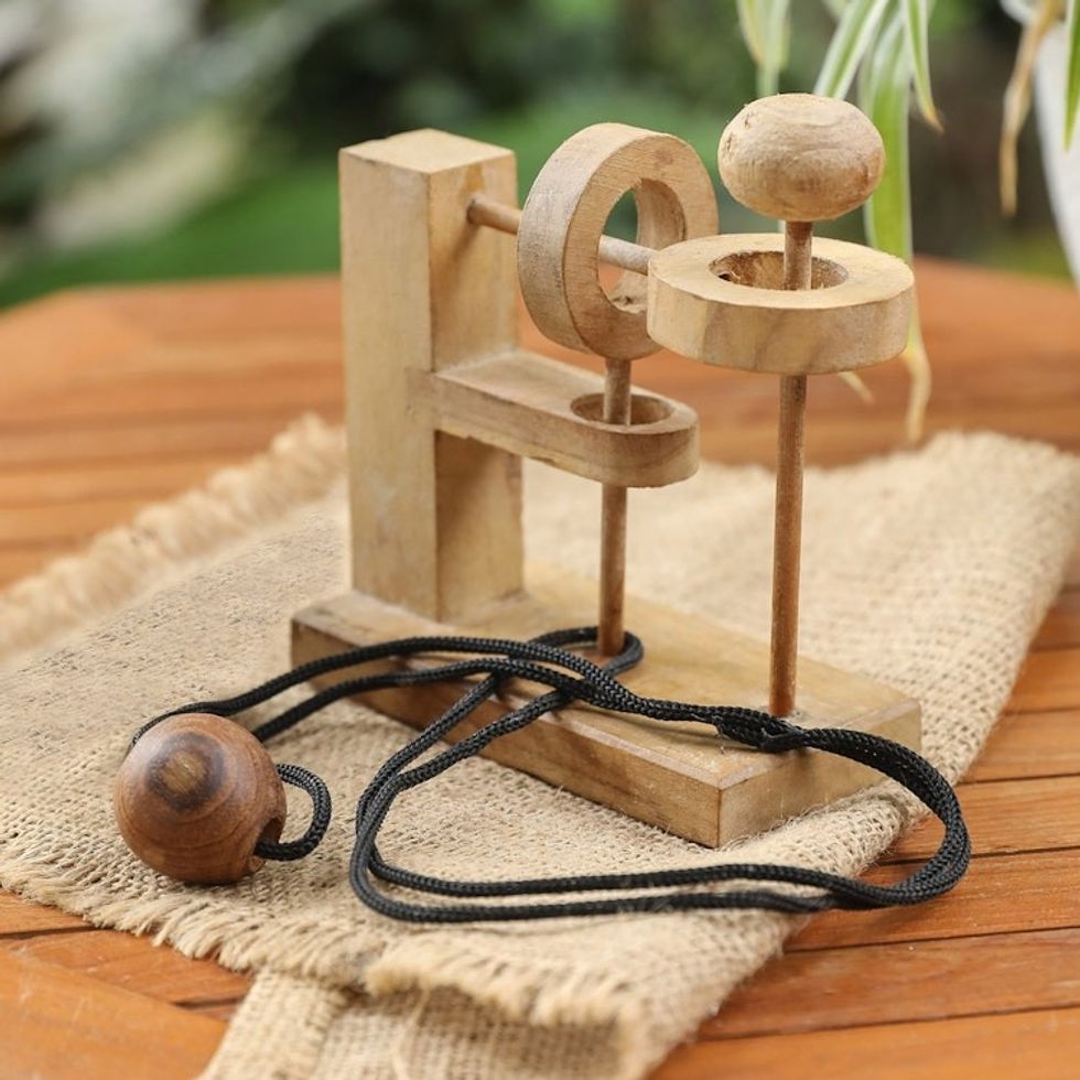Hand Crafted Recycled Teak Wood Executive Game from Java 'Sneaky Ball'