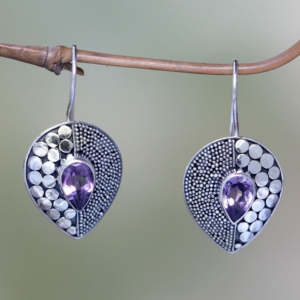 Amethyst and Sterling Silver Earrings from Bali 'Violet Sincerity'