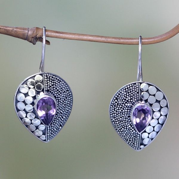 Alternate image for Amethyst and Sterling Silver Earrings from Bali Violet Sincerity