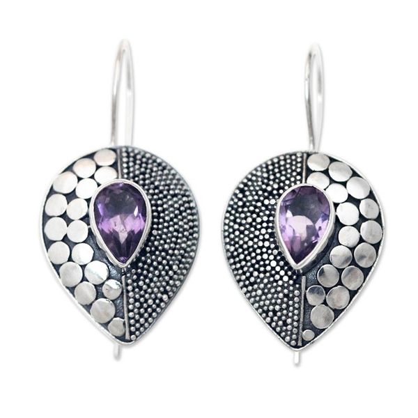 Alternate image for Amethyst and Sterling Silver Earrings from Bali Violet Sincerity