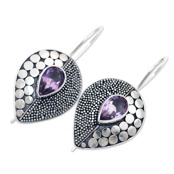 Alternate image for Amethyst and Sterling Silver Earrings from Bali Violet Sincerity