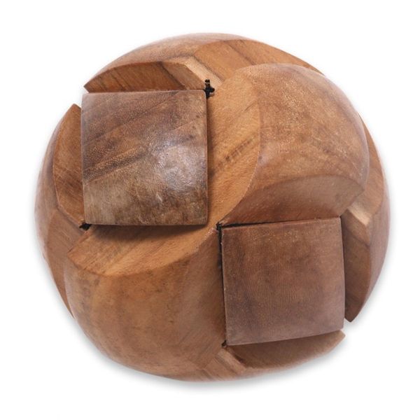 Alternate image for Handmade Teak Wood Round Puzzle from Indonesia Tennis Ball