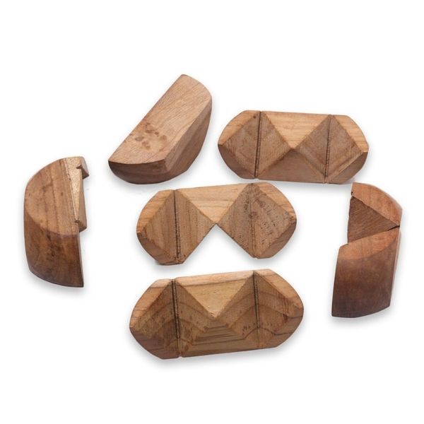 Alternate image for Handmade Teak Wood Round Puzzle from Indonesia Tennis Ball