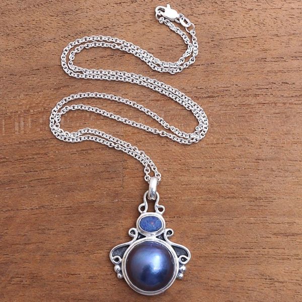 Alternate image for Cultured Pearl and Opal Pendant Necklace from Bali Ocean Glow