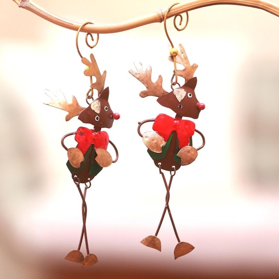 Steel Rudolph Ornaments from Bali Pair 'Dapper Rudolph'