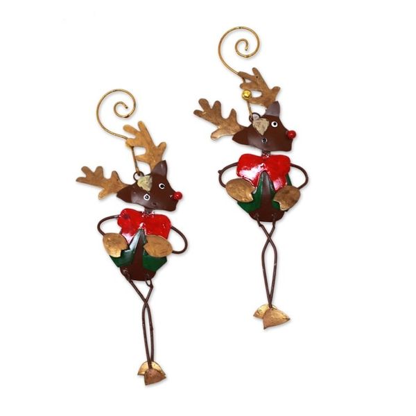 Alternate image for Steel Rudolph Ornaments from Bali Pair Dapper Rudolph