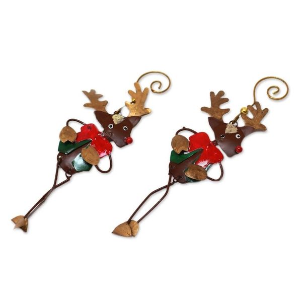 Alternate image for Steel Rudolph Ornaments from Bali Pair Dapper Rudolph
