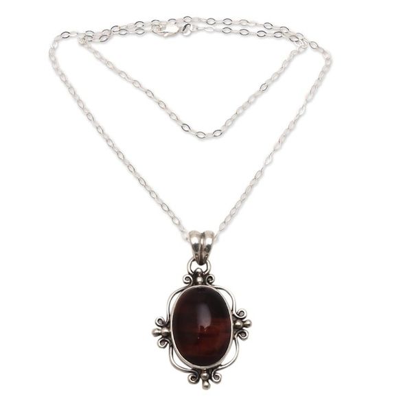Alternate image for Oval Red Tigers Eye Pendant Necklace from Bali Wild Eye