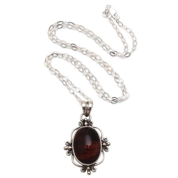 Alternate image for Oval Red Tigers Eye Pendant Necklace from Bali Wild Eye