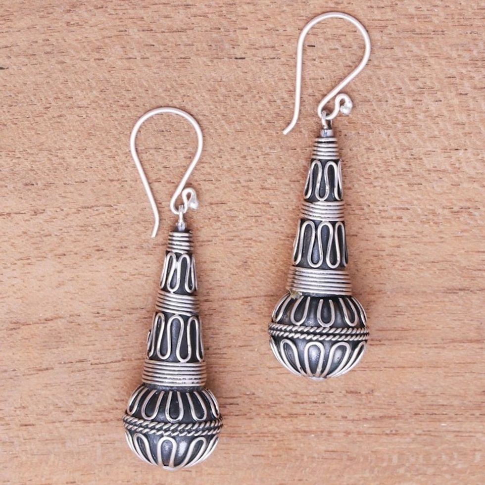 Handmade Sterling Silver Dangle Earrings from Bali 'Singing Morning'