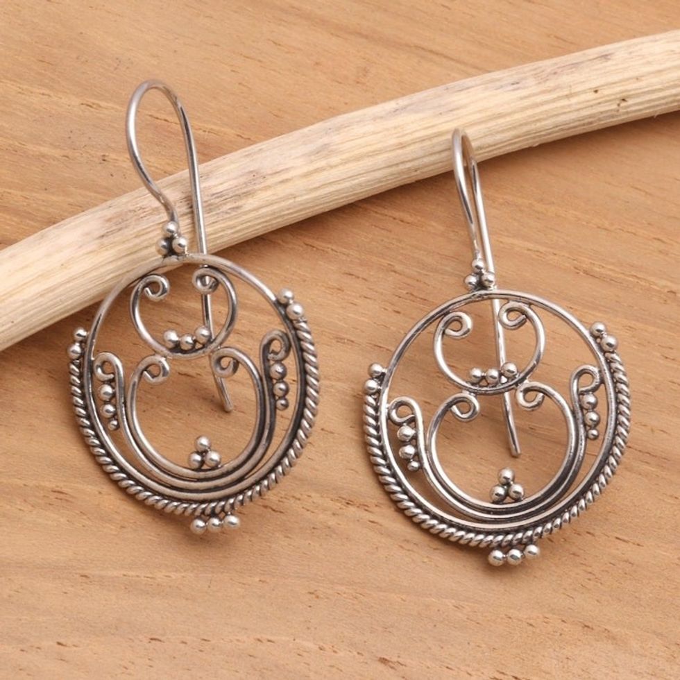 Sterling silver drop earrings 'Mystique'