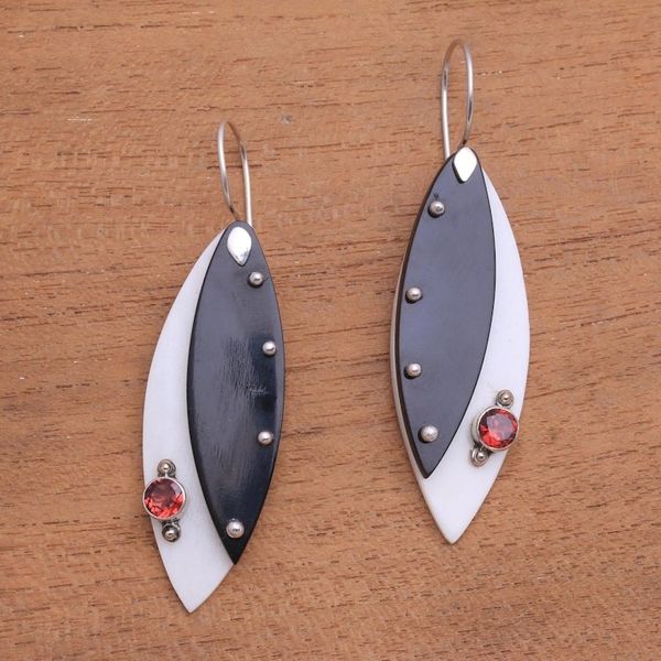 Alternate image for Modern Garnet Dangle Earrings from Thailand Lights Edge