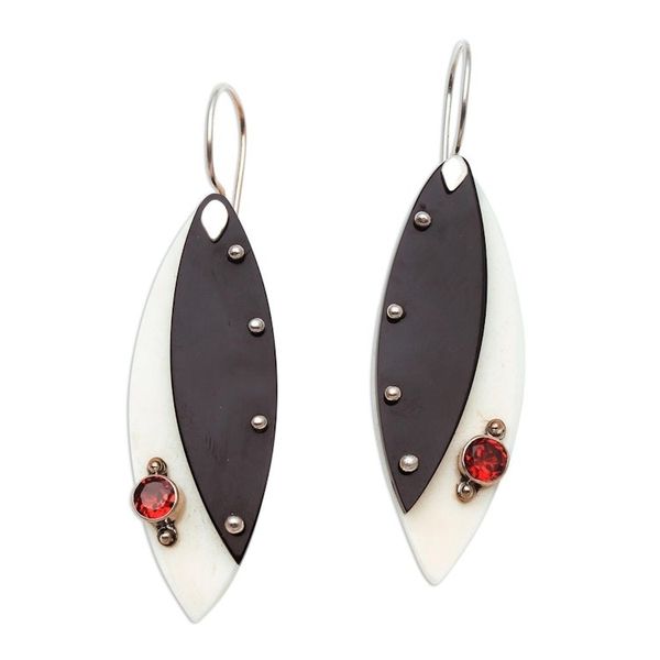 Alternate image for Modern Garnet Dangle Earrings from Thailand Lights Edge