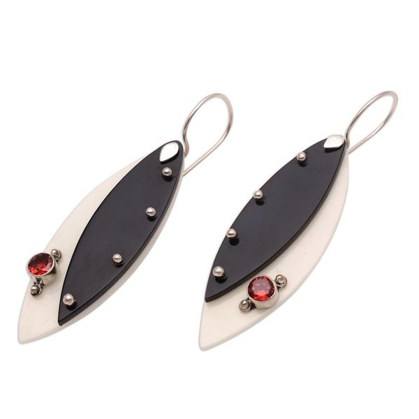 Alternate image for Modern Garnet Dangle Earrings from Thailand Lights Edge