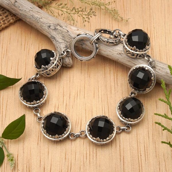 Alternate image for Balinese Onyx and Sterling Silver Link Bracelet Midnight Queen