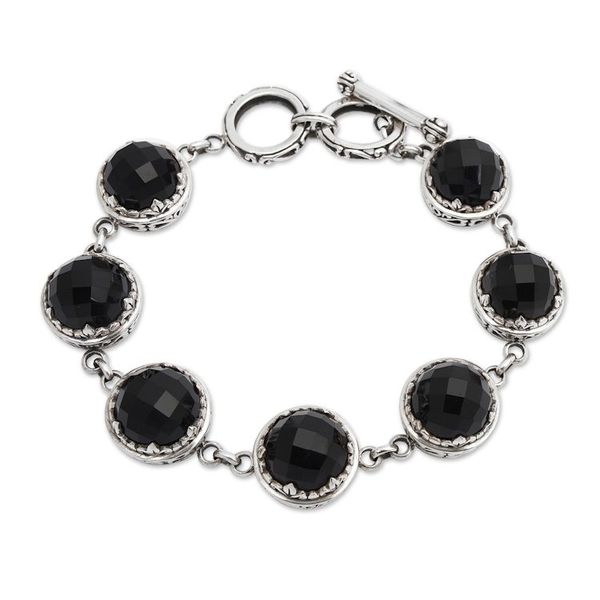 Alternate image for Balinese Onyx and Sterling Silver Link Bracelet Midnight Queen