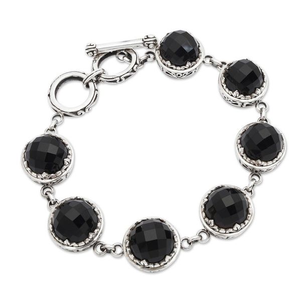 Alternate image for Balinese Onyx and Sterling Silver Link Bracelet Midnight Queen