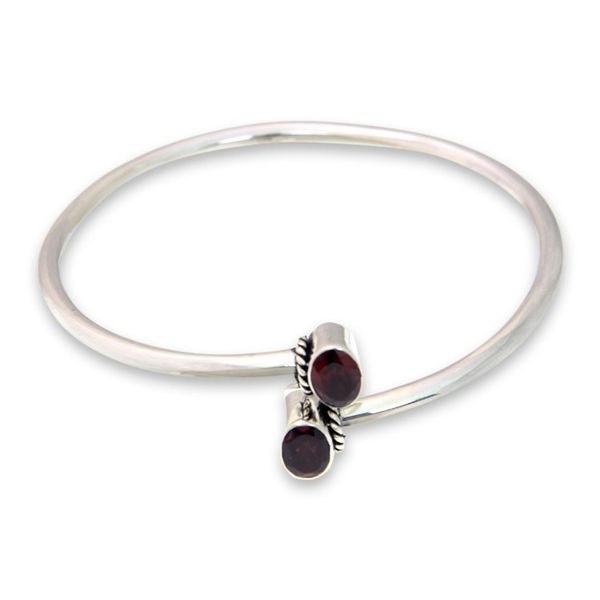 Alternate image for Balinese Garnet and Sterling Silver Bangle Bracelet Bound To You