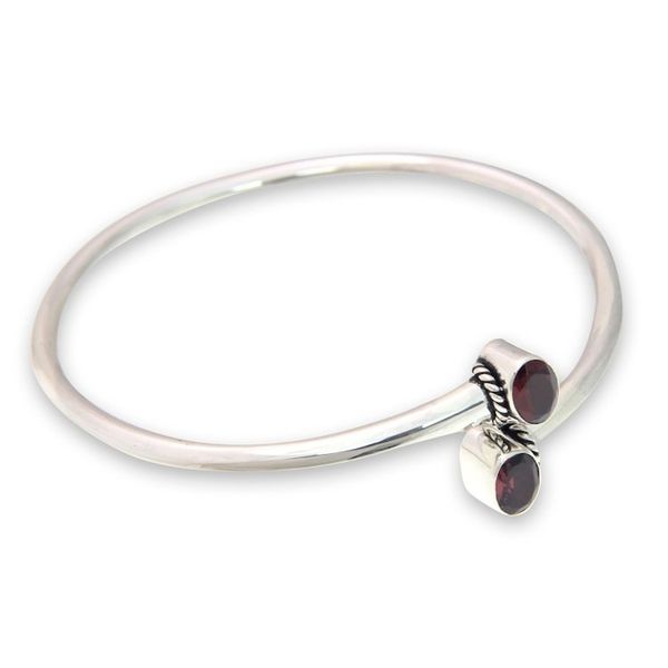 Alternate image for Balinese Garnet and Sterling Silver Bangle Bracelet Bound To You