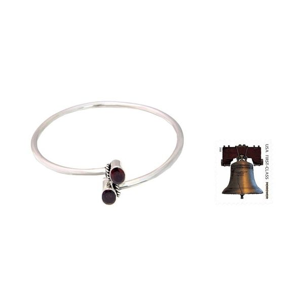Alternate image for Balinese Garnet and Sterling Silver Bangle Bracelet Bound To You