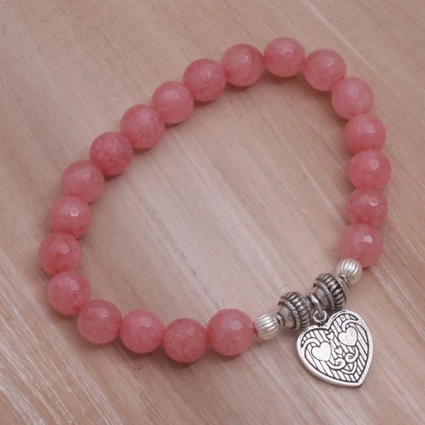 Alternate image for Pink Agate and Heart Charm Beaded Bracelet from Bali Sentimental Charm