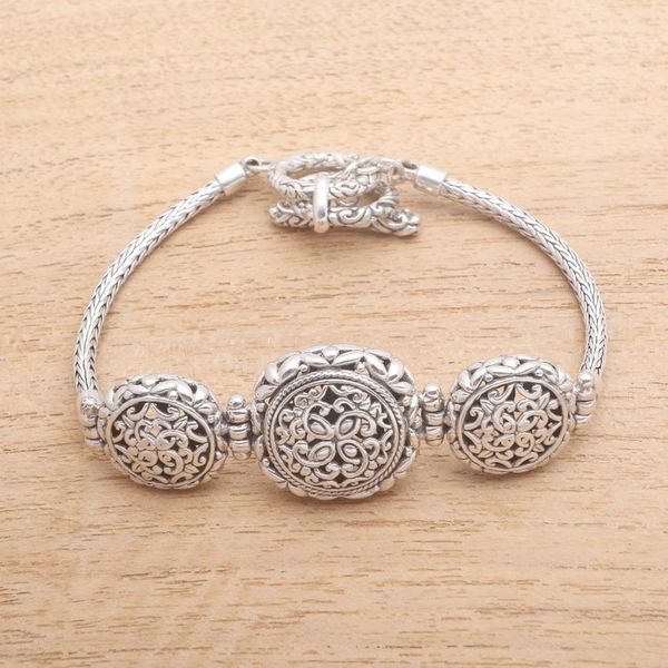 Alternate image for Sterling Silver Trio Pendant Bracelet from Bali Triple Enchantment