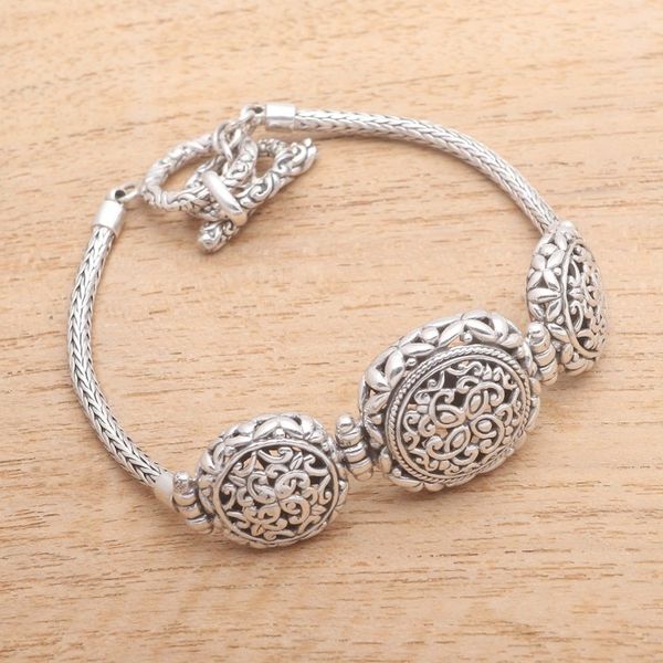 Alternate image for Sterling Silver Trio Pendant Bracelet from Bali Triple Enchantment