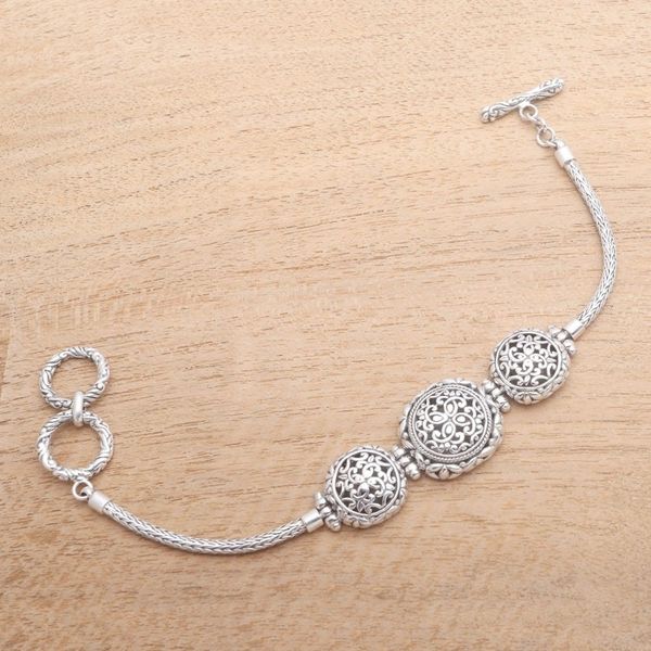 Alternate image for Sterling Silver Trio Pendant Bracelet from Bali Triple Enchantment