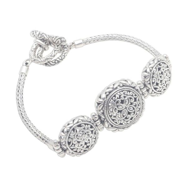 Alternate image for Sterling Silver Trio Pendant Bracelet from Bali Triple Enchantment