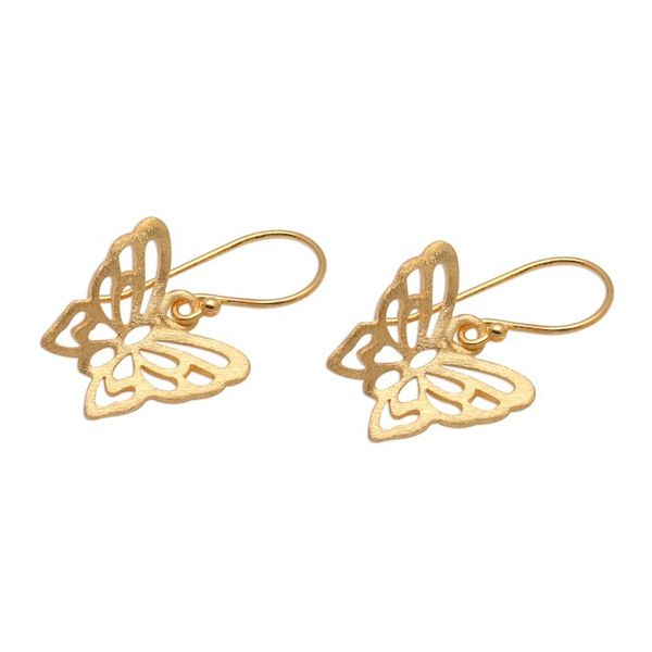 Alternate image for 18k Gold Plated Sterling Silver Butterfly Dangle Earrings Butterfly Gold