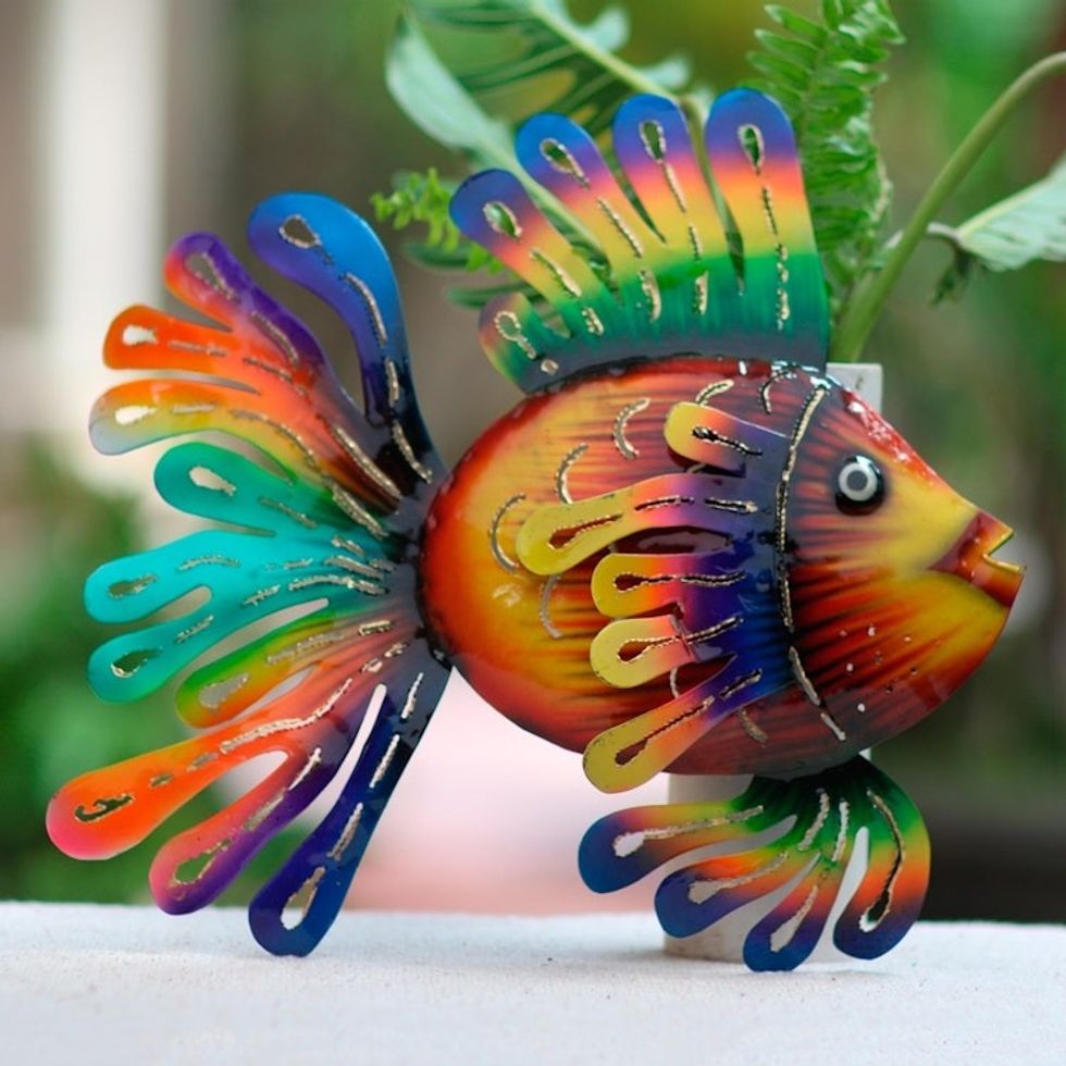 Colorful Steel Fish Wall Sculpture 'Flamboyant Fish'
