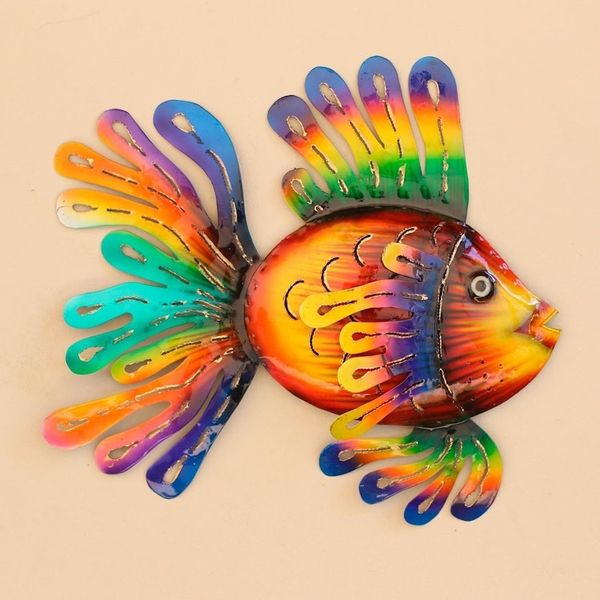 Alternate image for Colorful Steel Fish Wall Sculpture Flamboyant Fish