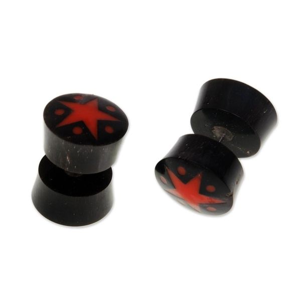 Alternate image for Handcrafted Arang Wood Red Star Stud Earrings from Bali Dotted Stars