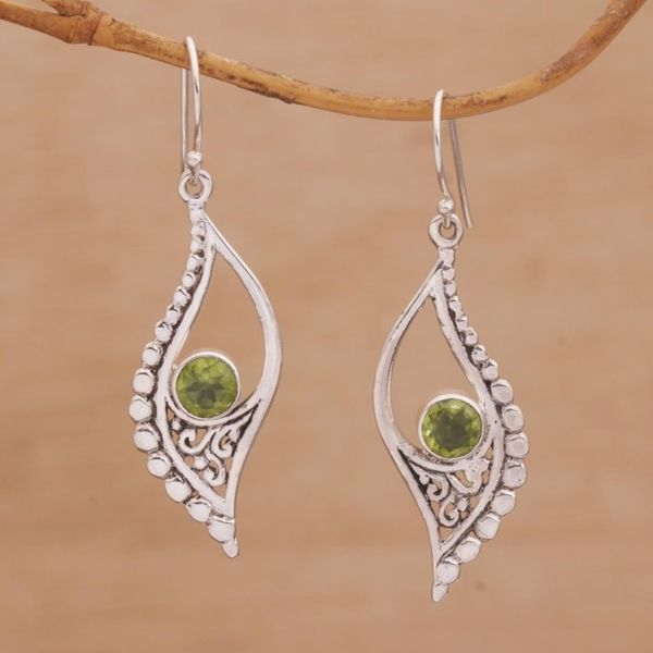 Alternate image for Peridot and Sterling Silver Dangle Earrings from Indonesia Jungle Dew