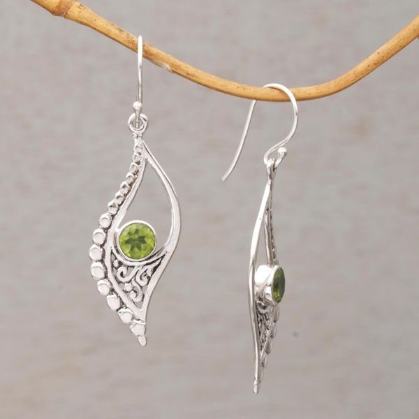 Alternate image for Peridot and Sterling Silver Dangle Earrings from Indonesia Jungle Dew