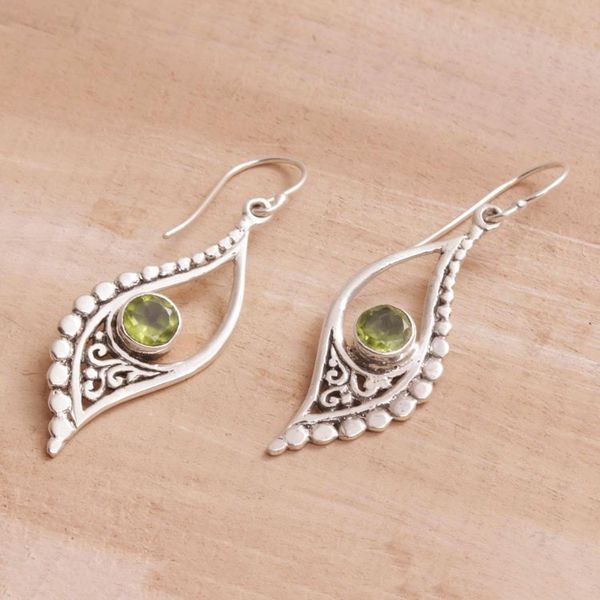 Alternate image for Peridot and Sterling Silver Dangle Earrings from Indonesia Jungle Dew