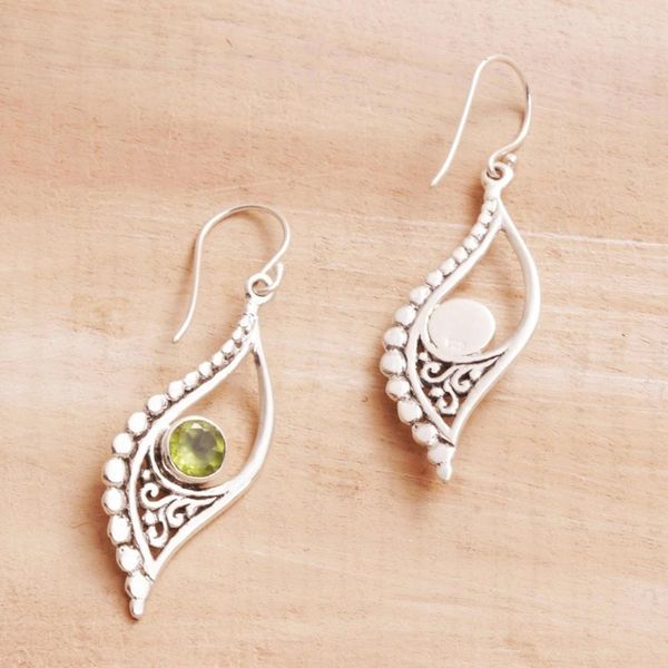 Alternate image for Peridot and Sterling Silver Dangle Earrings from Indonesia Jungle Dew