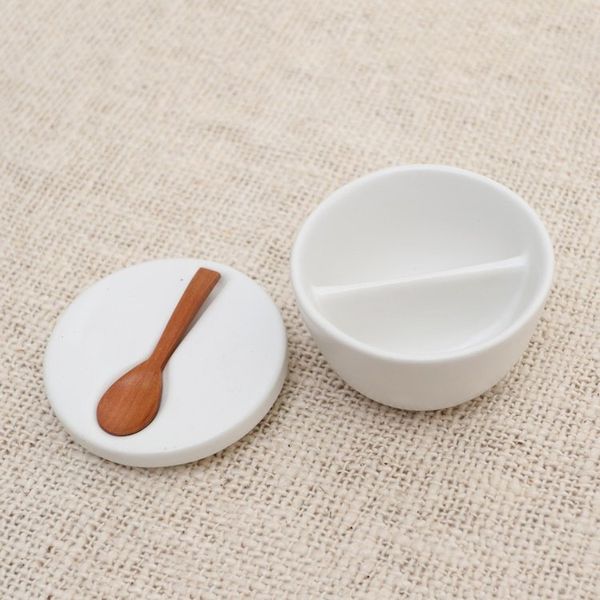 Alternate image for Handmade Ceramic Condiment Set with Wood Spoon 3 Pcs Midday Meal
