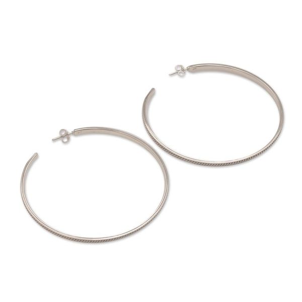 Alternate image for Rope Motif Half Hoop Sterling Silver Earrings Roped In