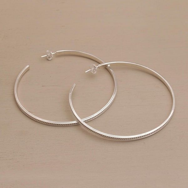 Alternate image for Rope Motif Half Hoop Sterling Silver Earrings Roped In