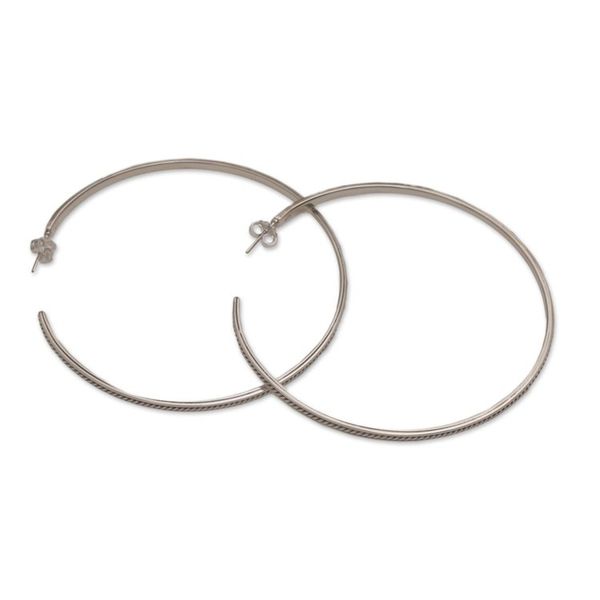 Alternate image for Rope Motif Half Hoop Sterling Silver Earrings Roped In