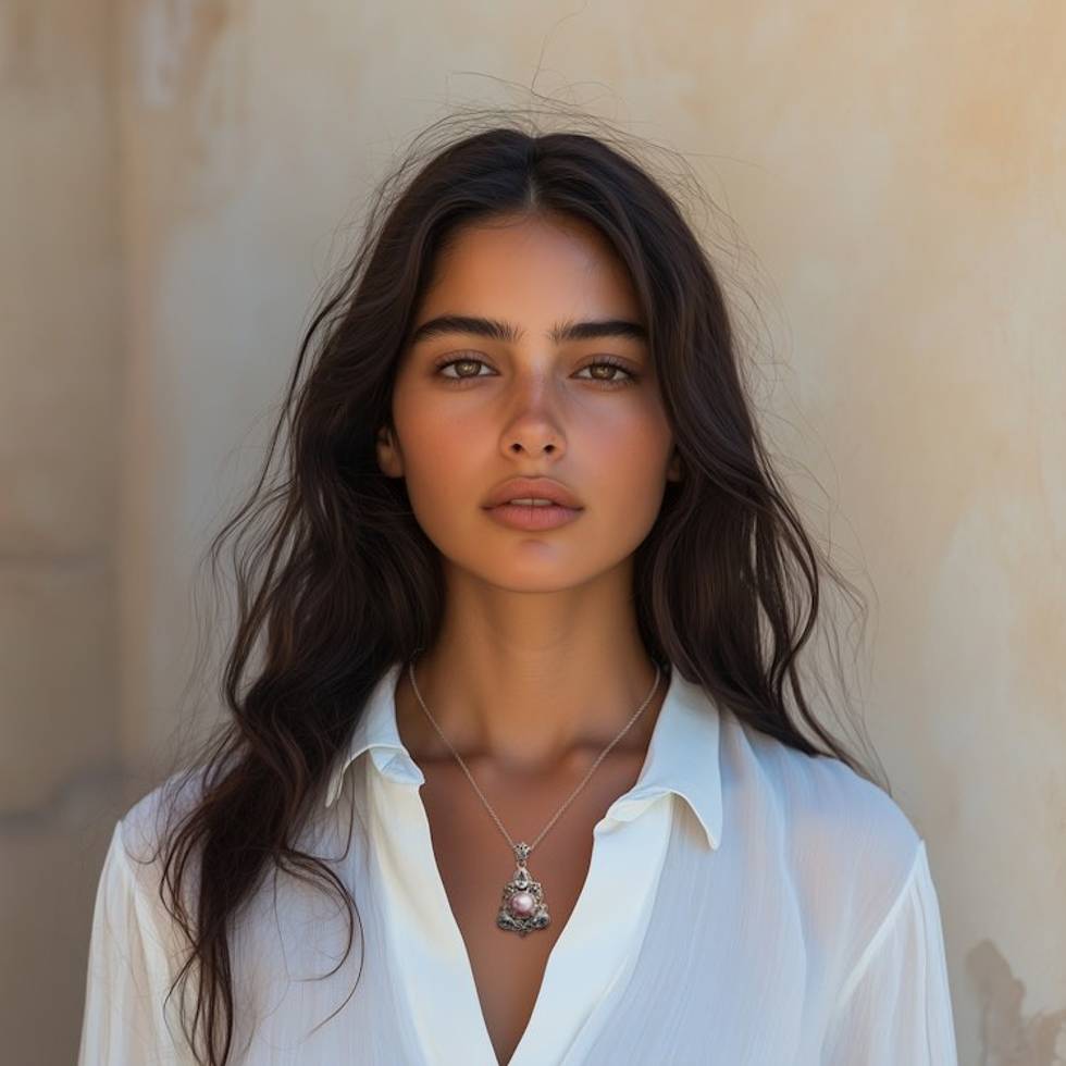 Unique Pearl and Blue Topaz Pendant Necklace 'Pink Frangipani Trio'