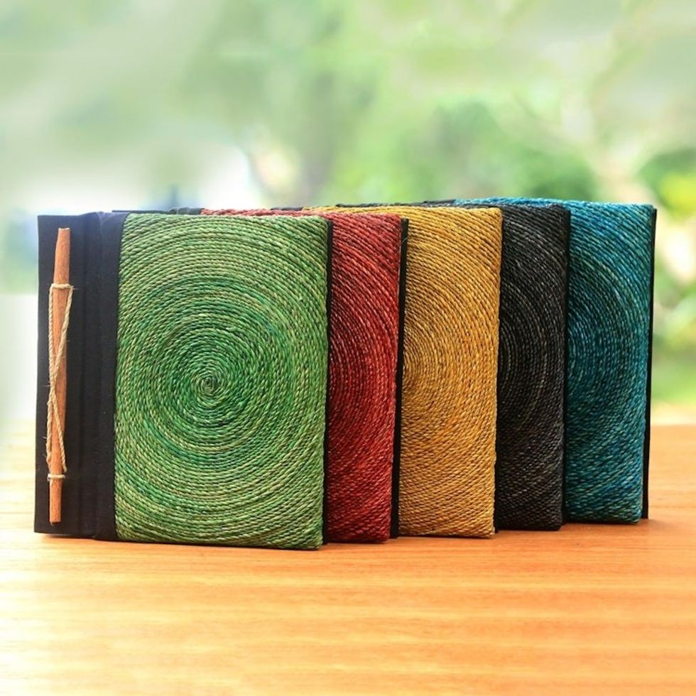 Assorted Color Natural Fiber Journals from Bali Set of 5 'Hedge Maze'