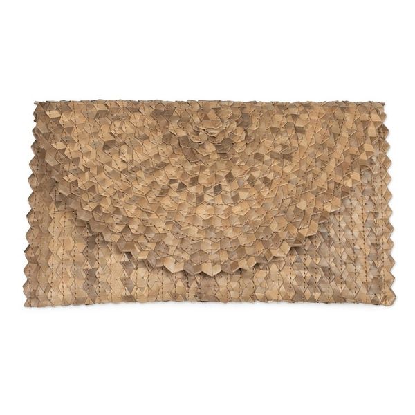 Alternate image for Handmade Brown Palm Leaf Clutch Handbag from Indonesia Tropical Touch