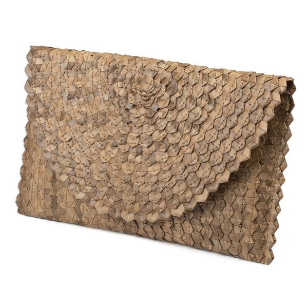 Alternate image for Handmade Brown Palm Leaf Clutch Handbag from Indonesia Tropical Touch